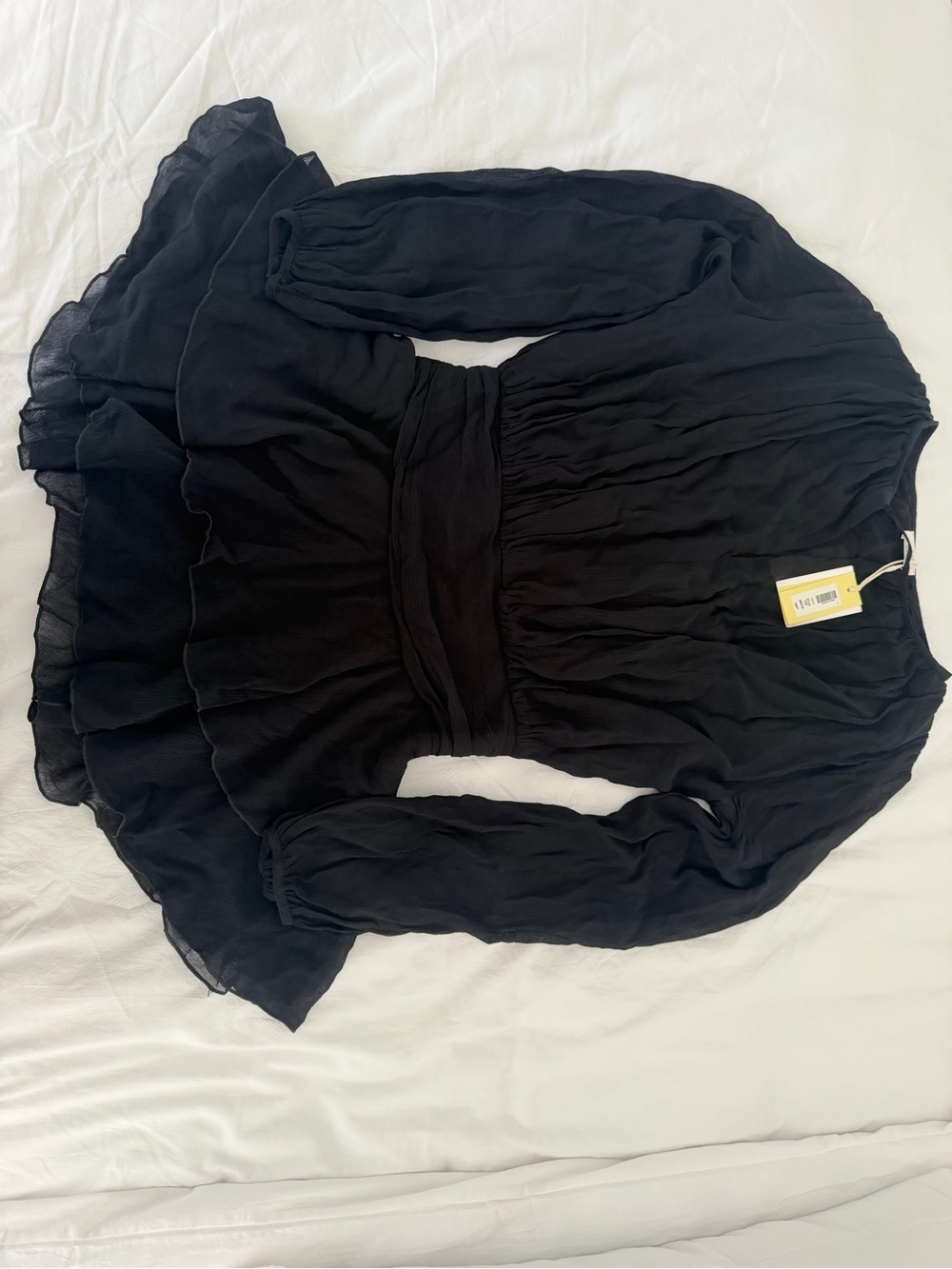 Aritzia Black Long Sleeve Ruffled Waist Dress